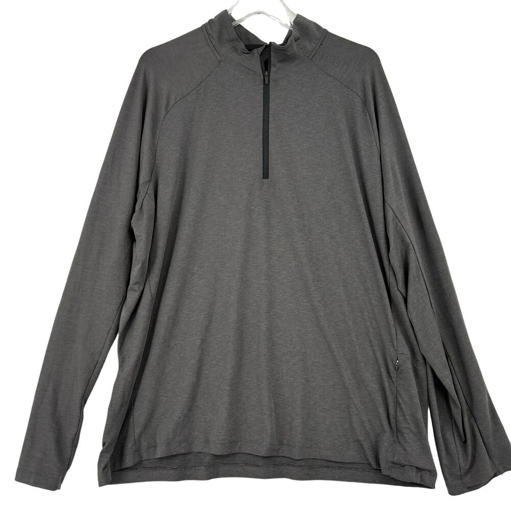 REI Co-Op Quarter Zip Pullover Shirt Mens Size XL Gray Stretch Knit Lightweight